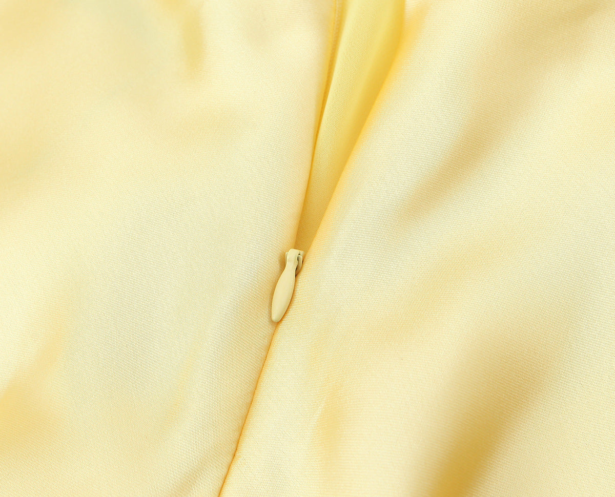 Robe jaune longue satin