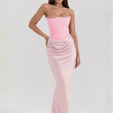 Robe bustier en satin | rose