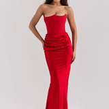 Robe bustier en satin | rouge