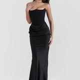 Robe bustier en satin | noir