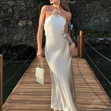 Robe champagne satin demoiselle d'honneur