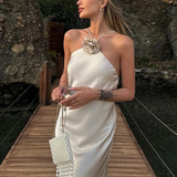 Robe champagne satin demoiselle d'honneur face