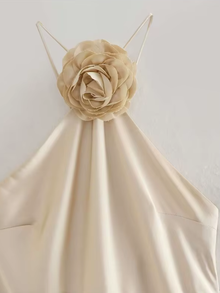 Robe champagne satin demoiselle d'honneur detail