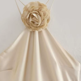 Robe champagne satin demoiselle d'honneur detail