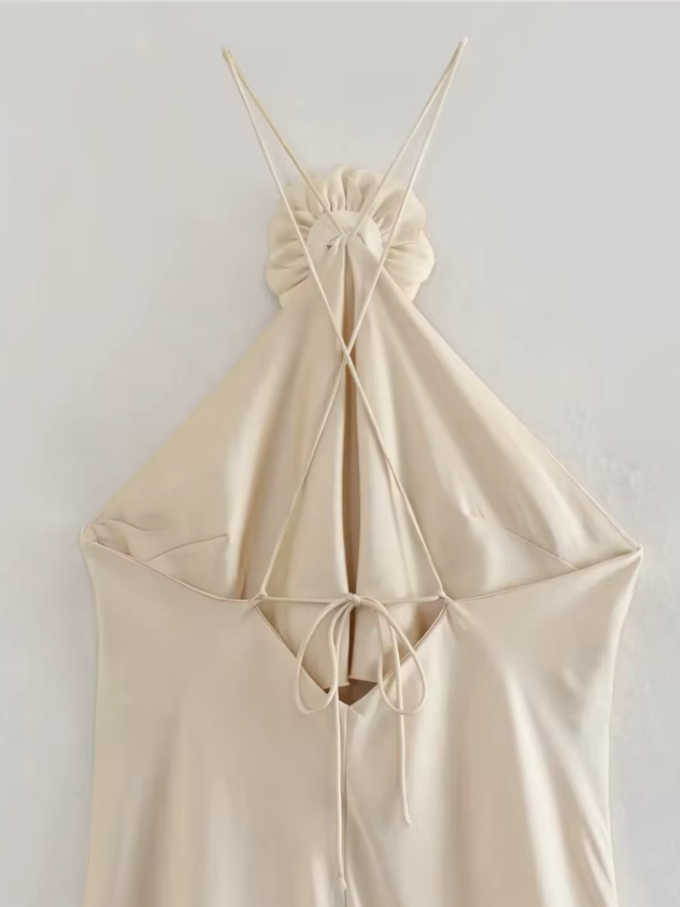 Robe champagne satin demoiselle d'honneur detail 1