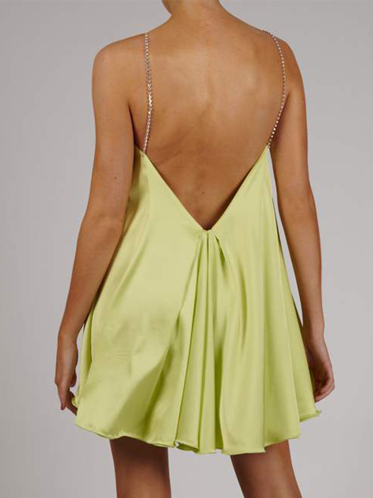 Robe courte satinée bleu ciel | Vert