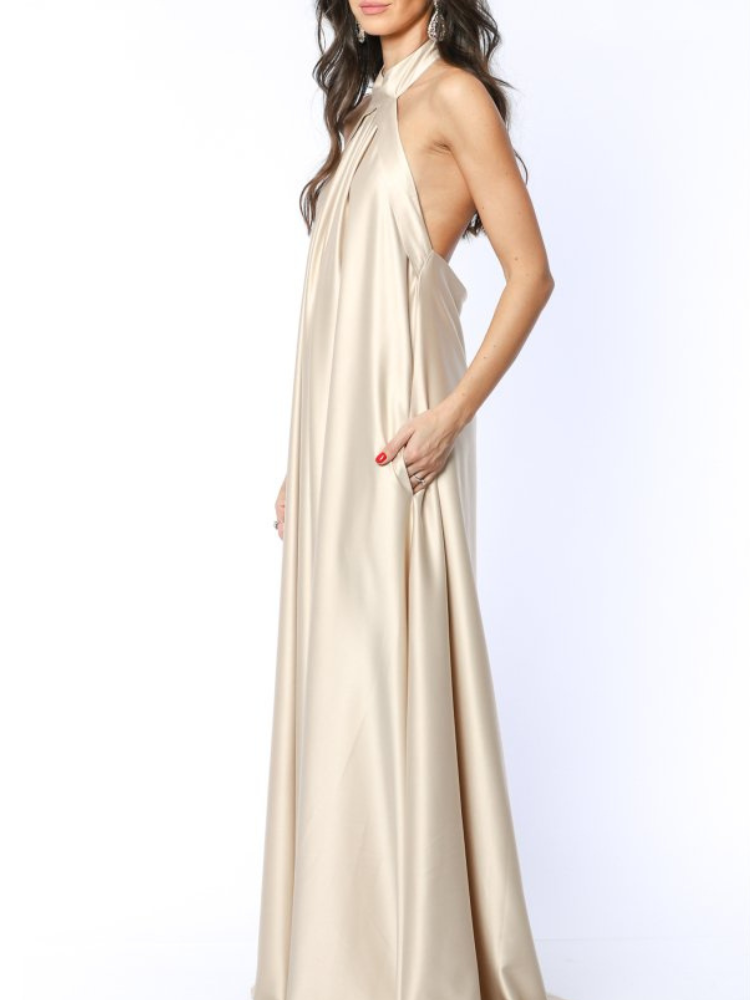 Robe de soirée longue satin blanc