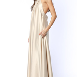 Robe de soirée longue satin blanc