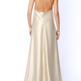 Robe de soirée longue satin Dos