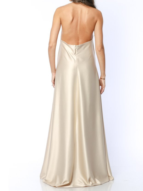 Robe de soirée longue satin Dos