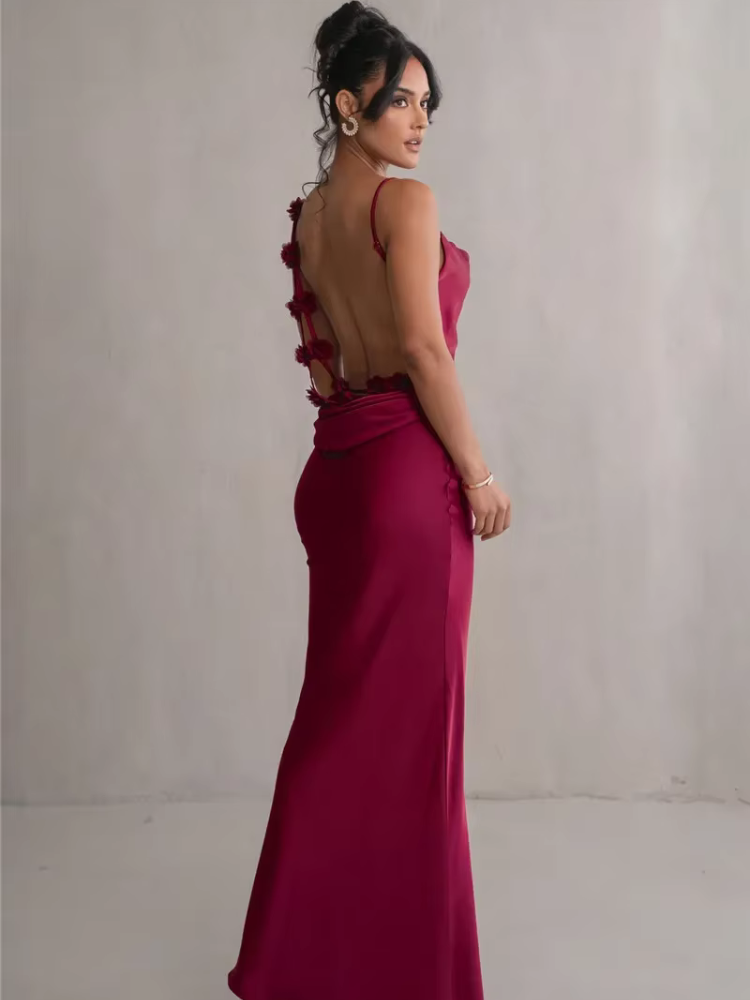 Robe longue satin demoiselle d'honneur