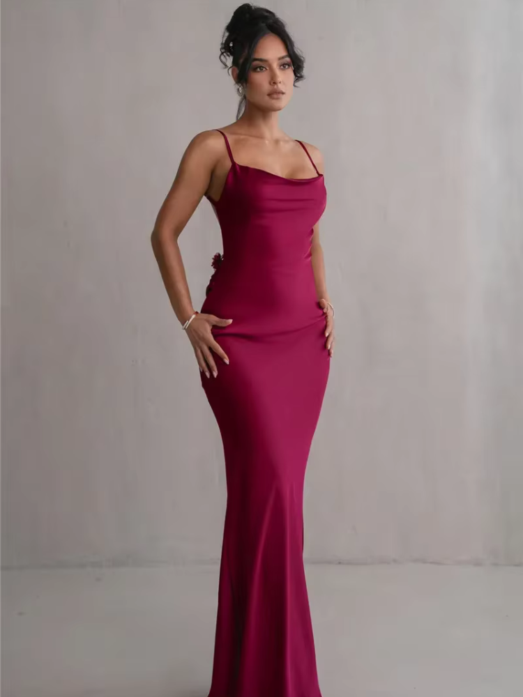 Robe longue satin demoiselle d'honneur