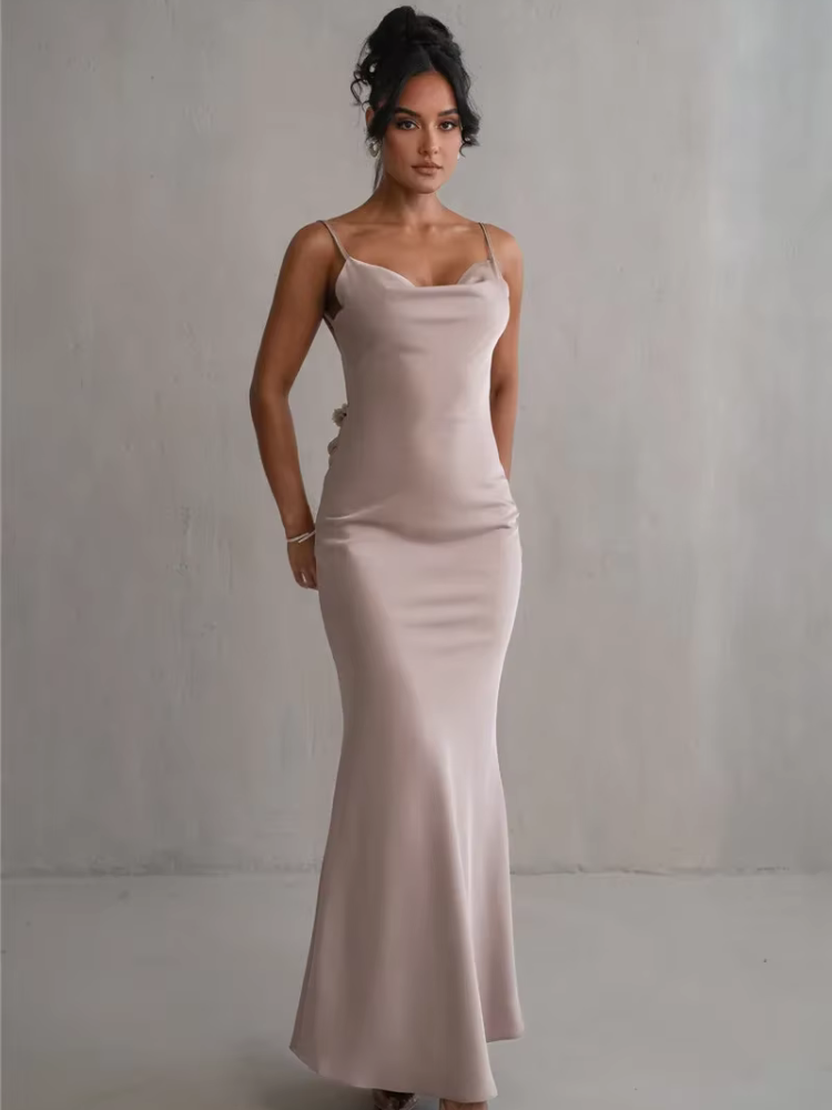 Robe longue satin demoiselle d'honneur