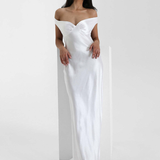 Robe blanche satinée dos nu