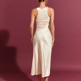 Robe satin beige dos