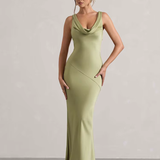 Robe satin bleu | vert