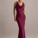 Robe satin bleu | rouge