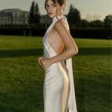 Robe satin champagne longue