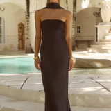 Robe satin dos nu noir