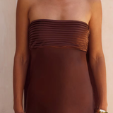 Robe satin dos nu brun zoom