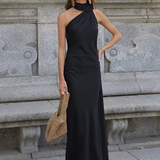 Robe satin jaune | noir