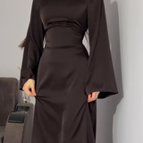 Robe satin manches longues