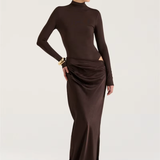 Robe satin manches longues