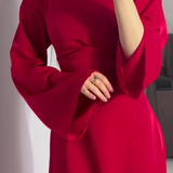 Robe satin manches longues rouge