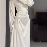 Robe satin manches longues blac