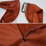 Robe satin vert émeraude détail