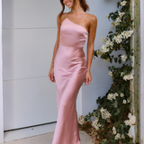 Robe satin rose