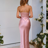 Robe satin rose dos