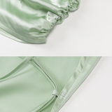 Robe satin vert sauge detail