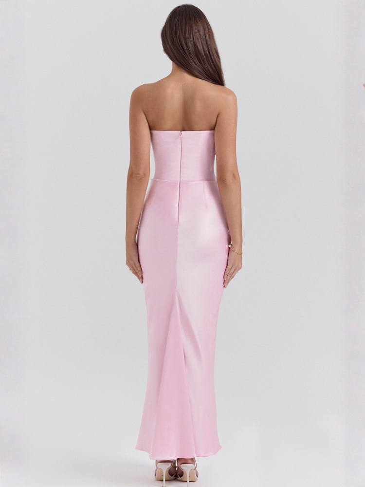 Robe bustier en satin | Rose