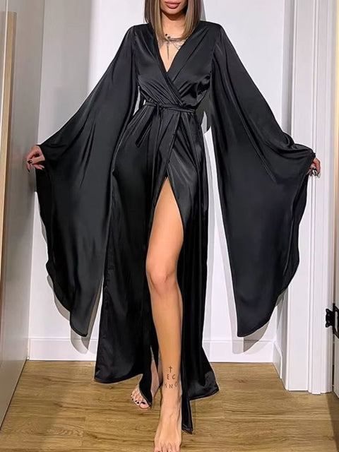 Robe de chambre kimono satin noire