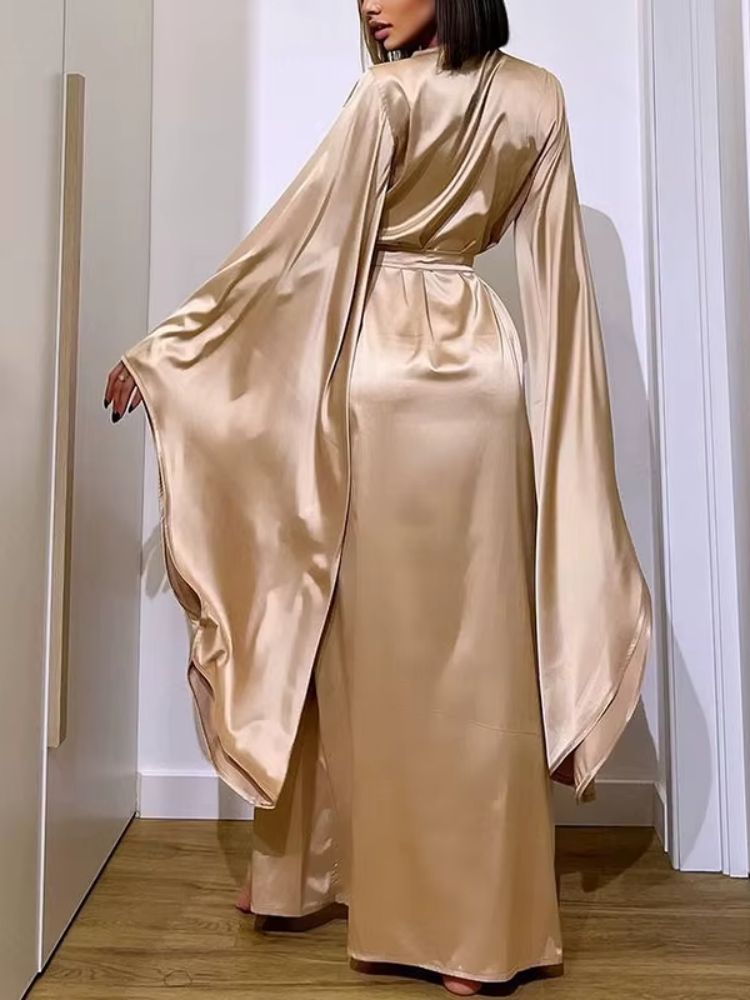 Robe de chambre kimono satin champagne