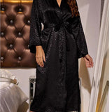 Robe de chambre femme satin noir | robe en satin