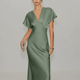 Robe demoiselle d'honneur vert sauge satin