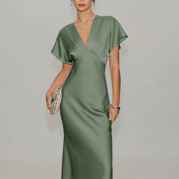 Robe demoiselle d'honneur vert sauge satin