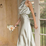 robe en satin rose | vert