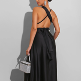 Robe longue en satin transformable noir