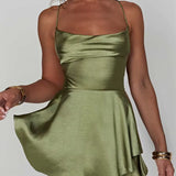 Robe combinaison satin| vert