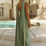 Robe satin dos nu femme