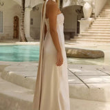 Robe satin dos nu beige