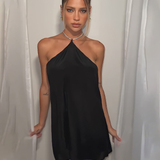 Robe satin noir courte