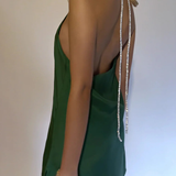 Robe satin noir courte | Vert