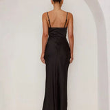 robe satin noire longue