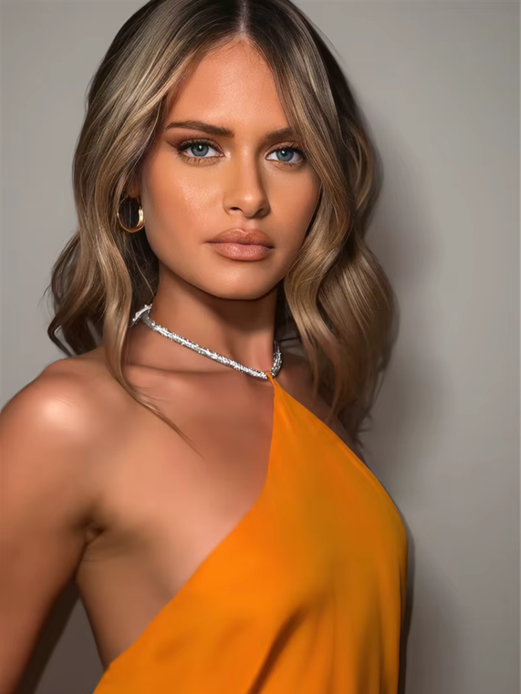 Robe satin rose poudré | Orange