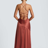 Robe satin terracotta dos