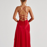 Robe satin terracotta | rouge dos